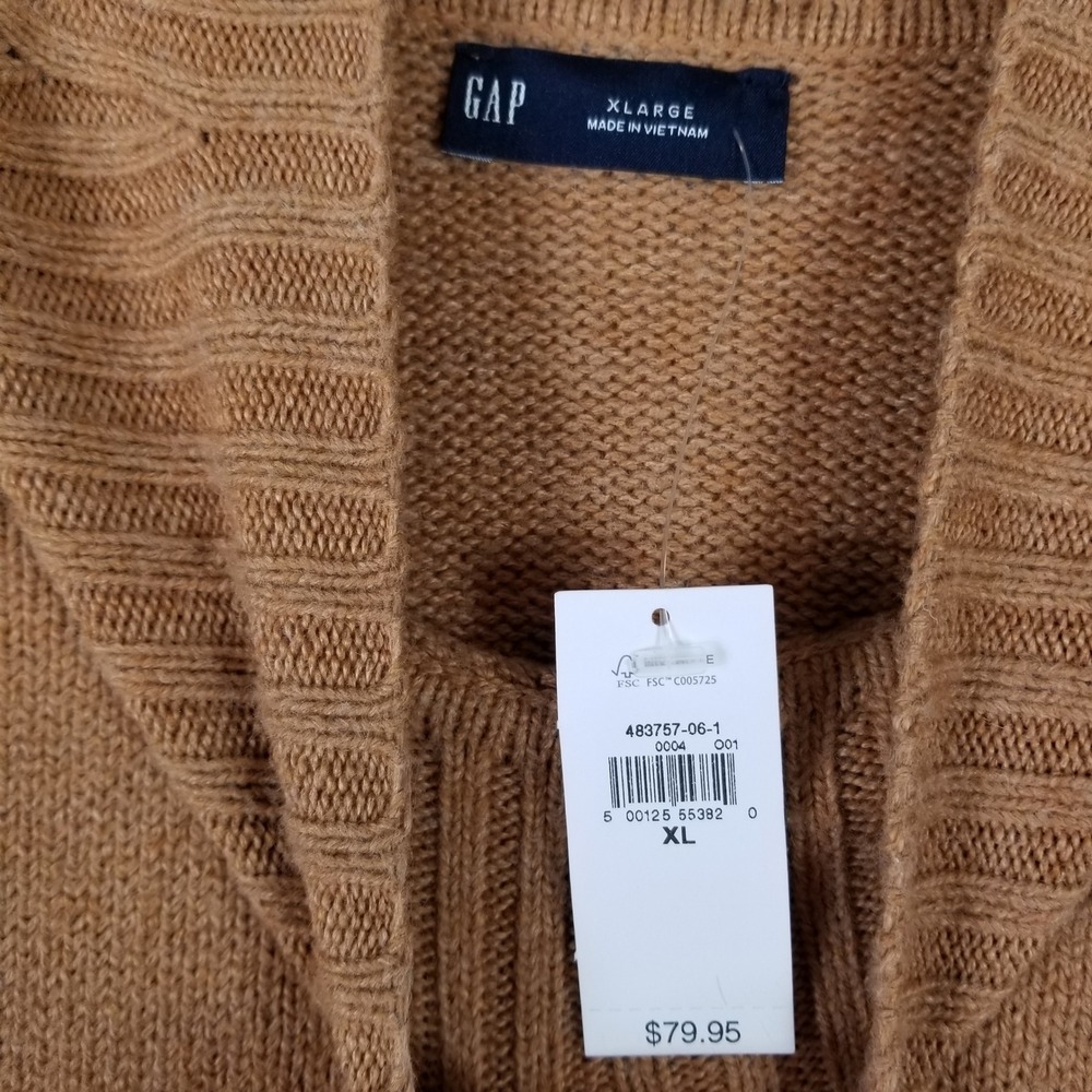 Gap Womens Mock Neck Sweater XL Camel Brown Cotton Blend Knit 483757-06-1 NEW - Picture 3 of 8
